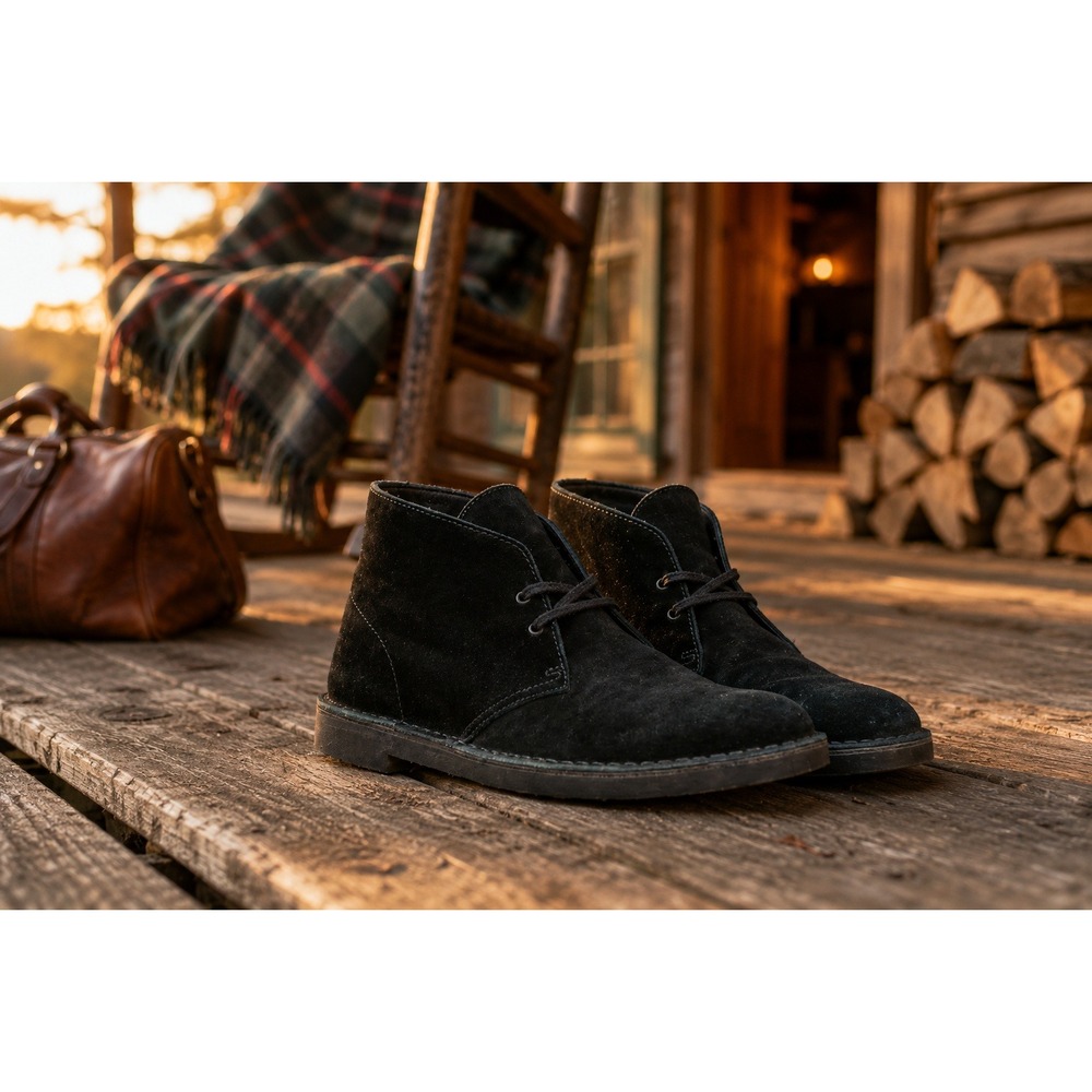 Clarks‎ Bushacre 2 Mens 9.5 Black Suede Chukka Desert Boots 26082288